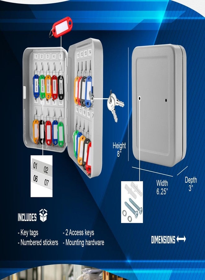 بارسكا قفل مفتاح بارسكا CB12482، 20 موضعًا، صندوق قفل خزانة المفاتيح، رمادي - Image 4